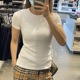 Calvin Klein CK夏季女士修身显瘦弹力罗纹圆领短袖T恤衫打底外穿