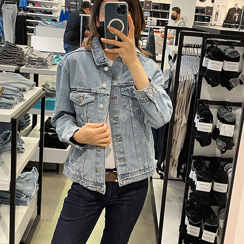 calvin klein ck2022年春秋女士休闲宽松显瘦百搭牛仔衣夹克外套