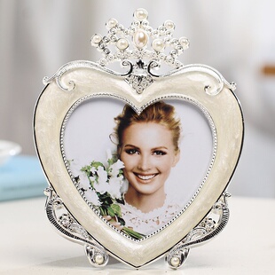 创意时尚爱心心形相框摆台5寸五寸相片情侣diy相架照片框生日礼.