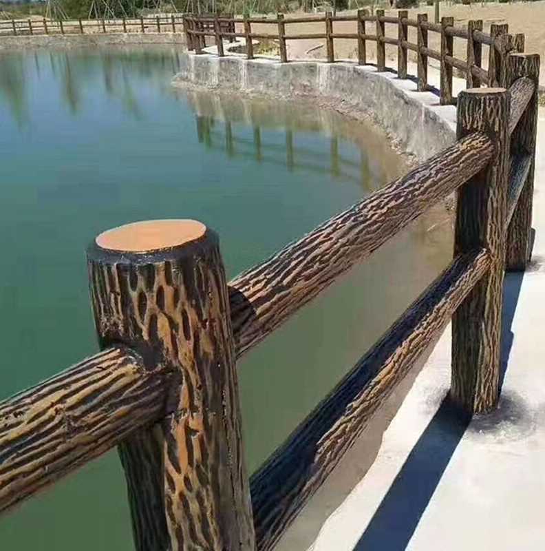 爆穆运仿木护栏乡村河道景区改造防撞护围栏钢筋水泥仿古仿木公品