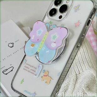 紫色星星蝴蝶带磁吸苹果15promax手机壳iphone14/13pro可爱女生12