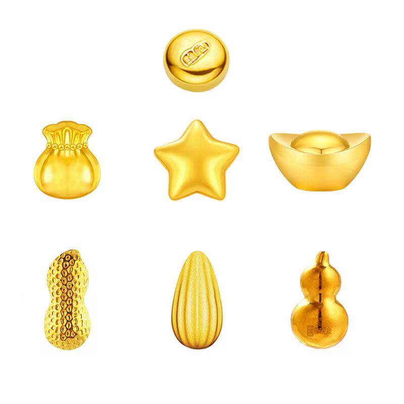 黄金 1g金豆 金元宝 金福袋 金星星 金瓜子 999足金攒金豆