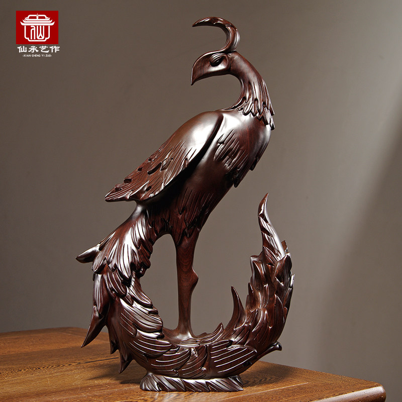 黑檀木质雕刻吉祥凤凰红木电视柜