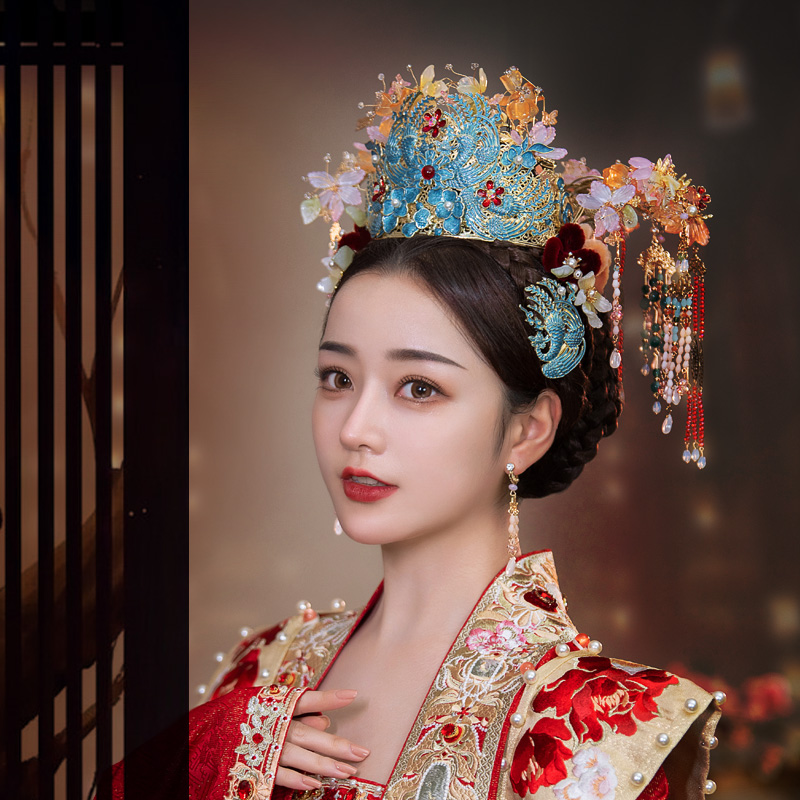 中式宋制婚礼发饰大气古典明制礼服配饰秀禾服新娘头饰中国风凤冠