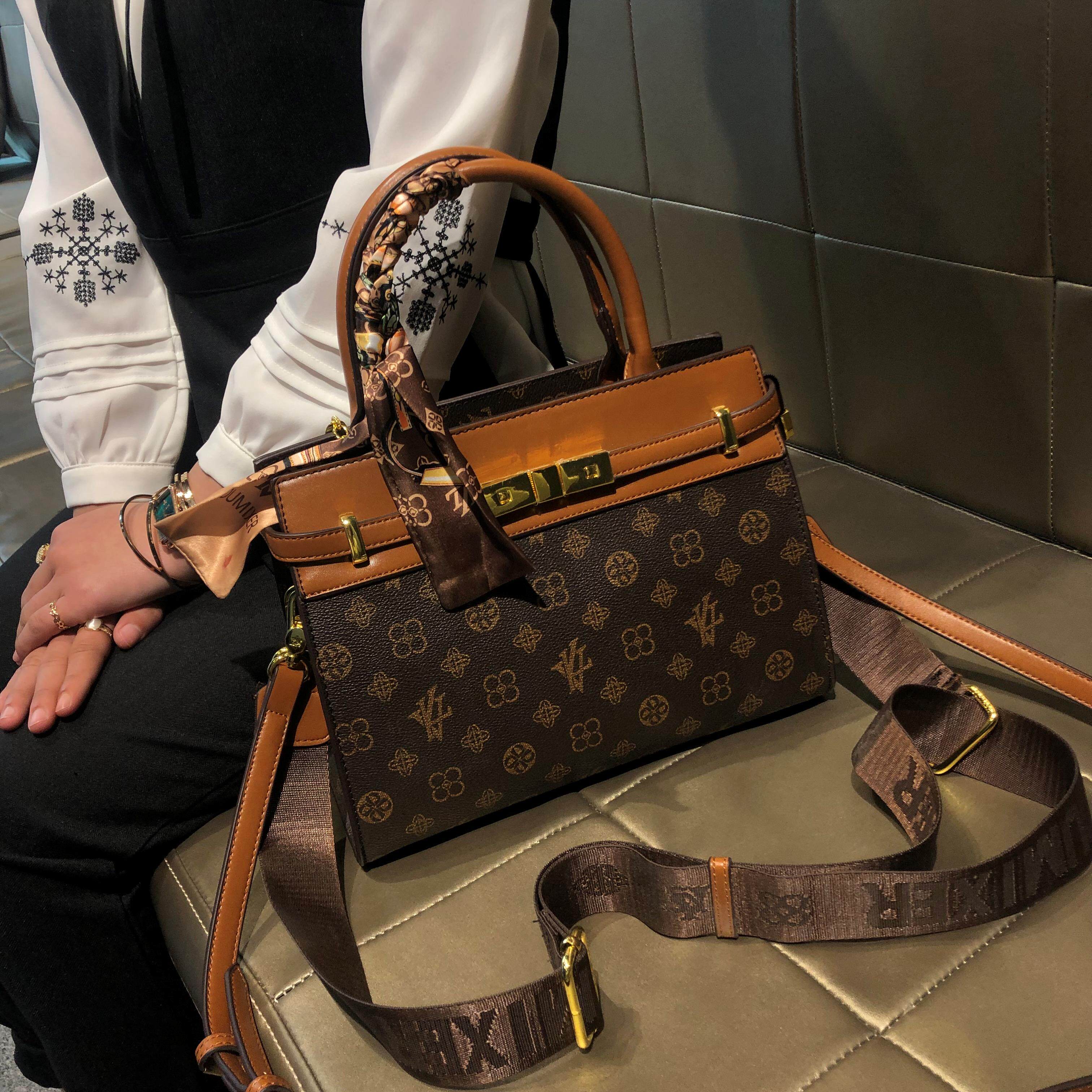 lvlihaio2022新款包包女高级感手提铂金包复古通勤斜跨单肩包大包