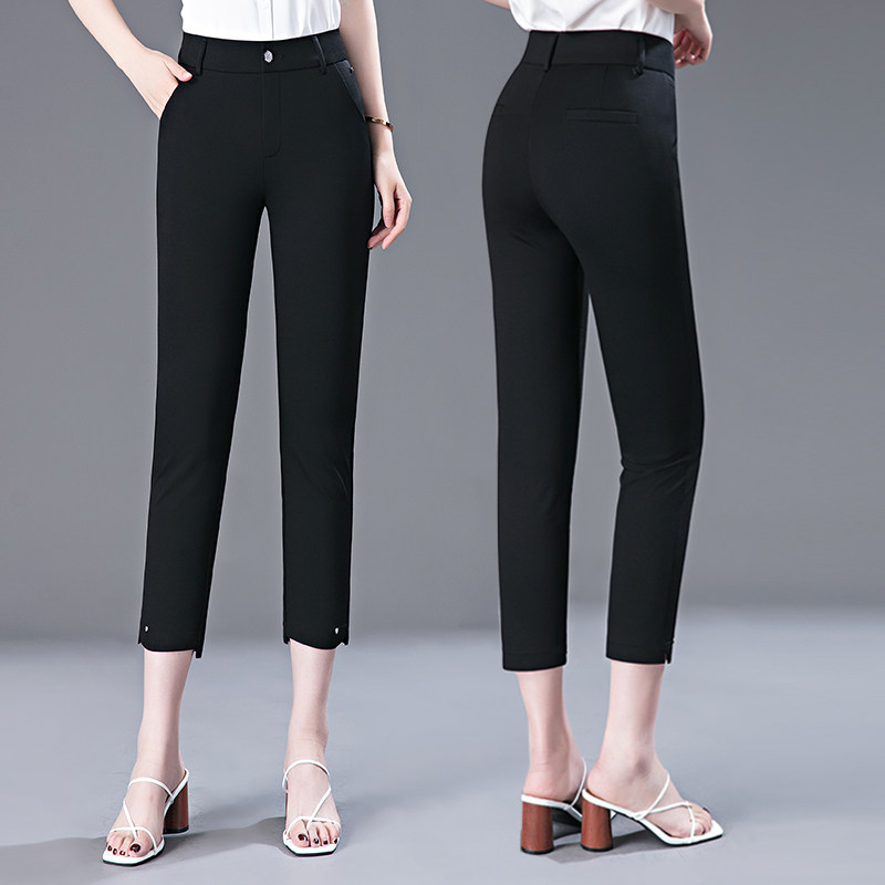 夏季八分裤女夏薄款小个子高腰中年妈妈裤子8分女士中老年西裤薄
