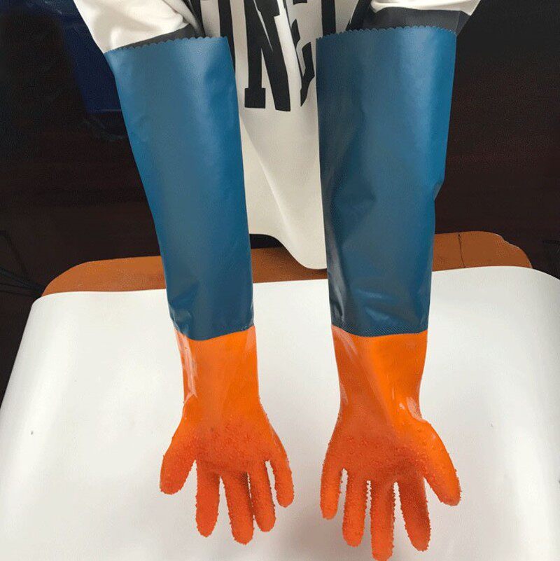 保暖防水隔热长款男加p长款洗刷防油手套耐油f防滑耐磨劳保冬天防