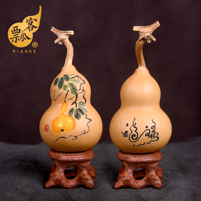 瓢客旗舰店的优惠券大全—精品天然葫芦烙画雕刻烫画牡丹吉祥平安手捻