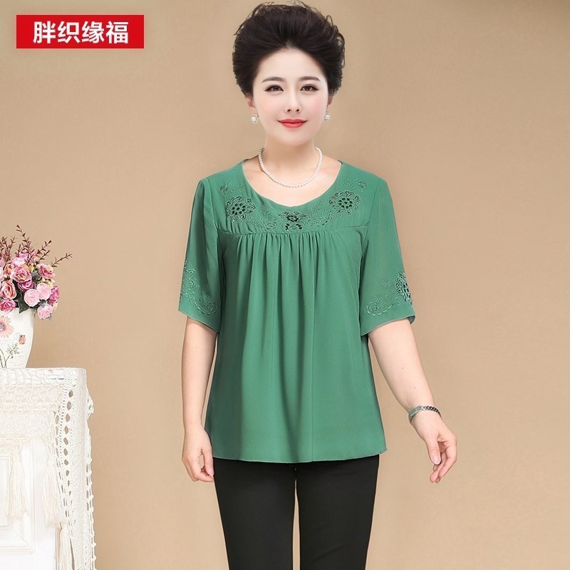 200 Mom outfit middle age Chiffon shirt Women's wear Summer wear Add fertilizer XL Short sleeved T-shirt jacket Middle and old agein the Women's clothing/Boutique , Middle-aged women category - from Buy2taobao.com to provide professional Taobao agent buy service