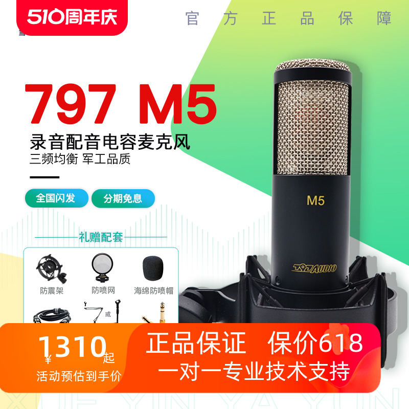 北京797 Audio M5专业录音电容话筒CV直播K歌麦克风配音吉他弹唱