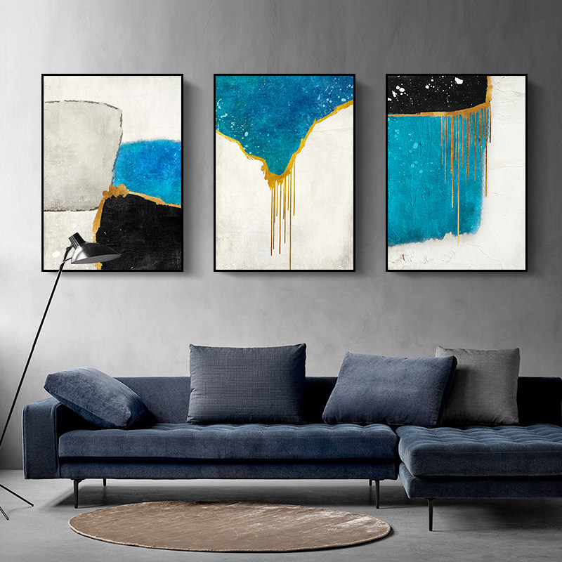 手绘抽象油画卧室客厅装饰画现代简约北欧大气竖版挂画流金年华