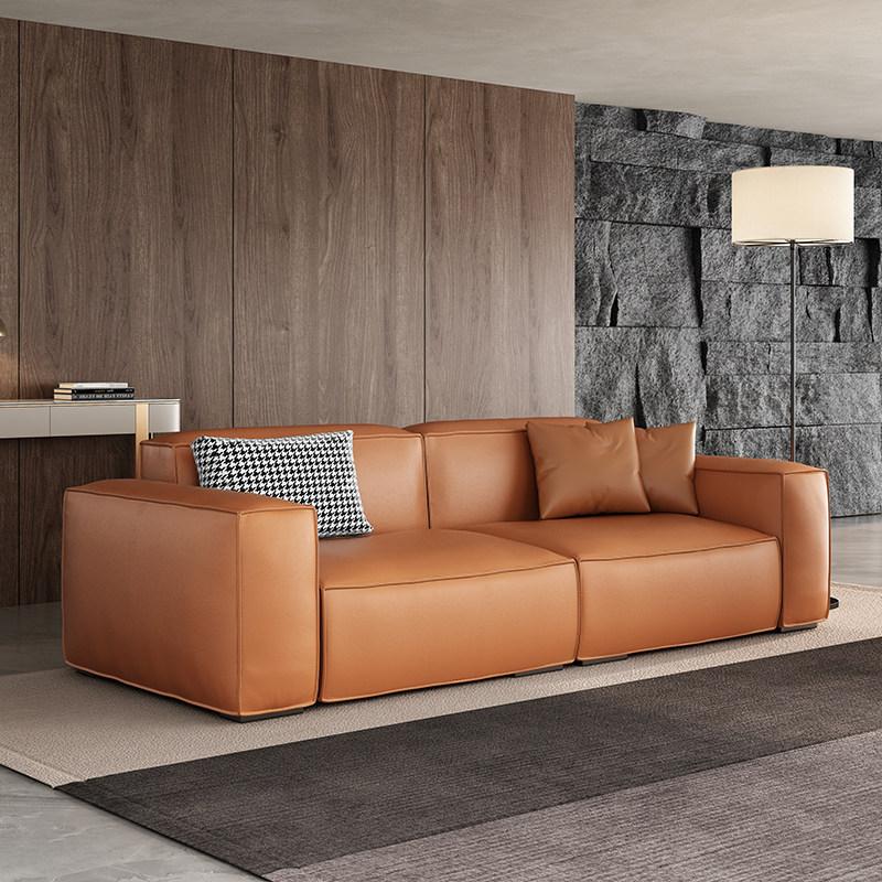 轻奢真皮沙发羽绒小户型