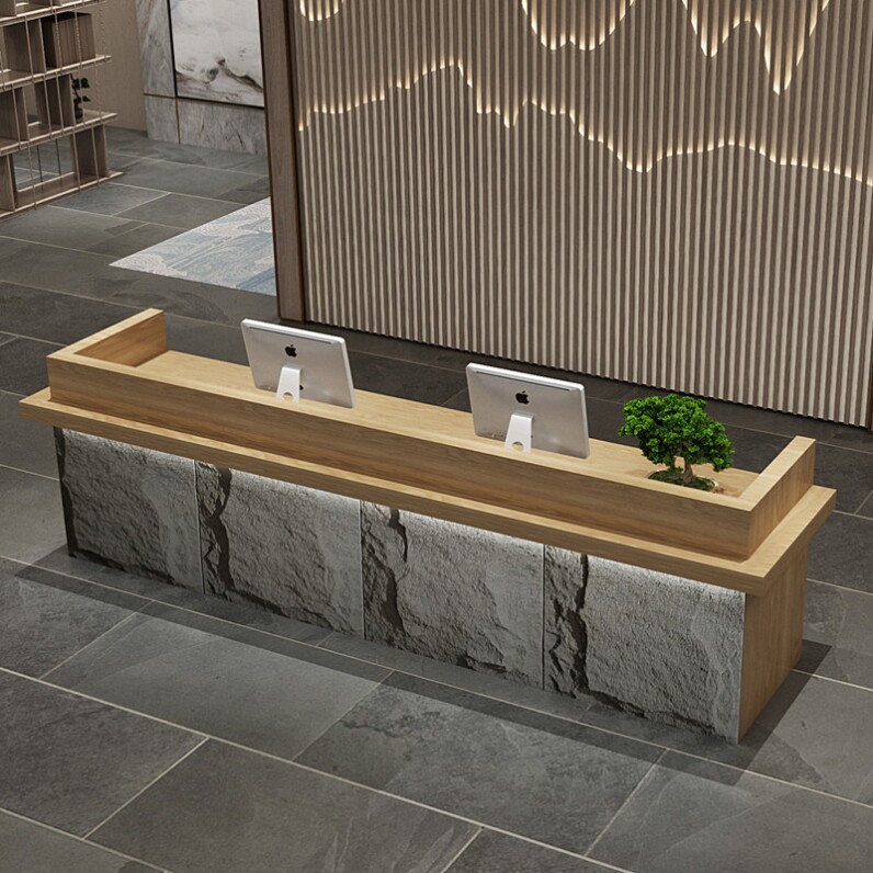 前台景区时尚储藏柜酒店收银台复古吧台桌饭店柜台民宿简约接待台