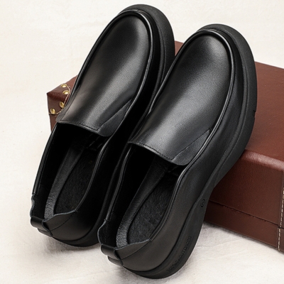 皮鞋男真皮软皮软底秋季英伦商务休闲男士一脚蹬圆头黑色百搭男鞋