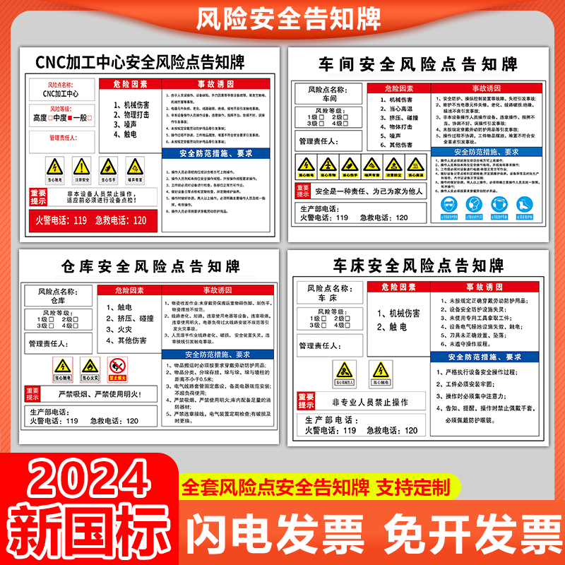 车间安全风险点告知牌空压机配电房警