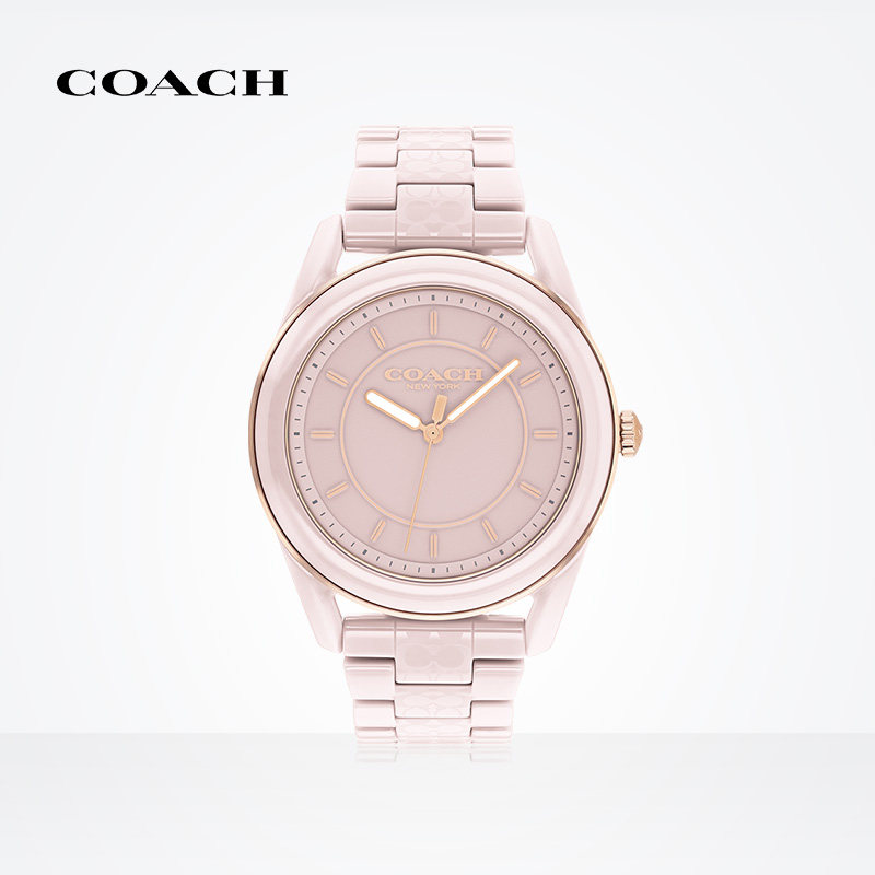 coach/蔻驰preston系列简约精致陶瓷表带时尚石英女士手表女表