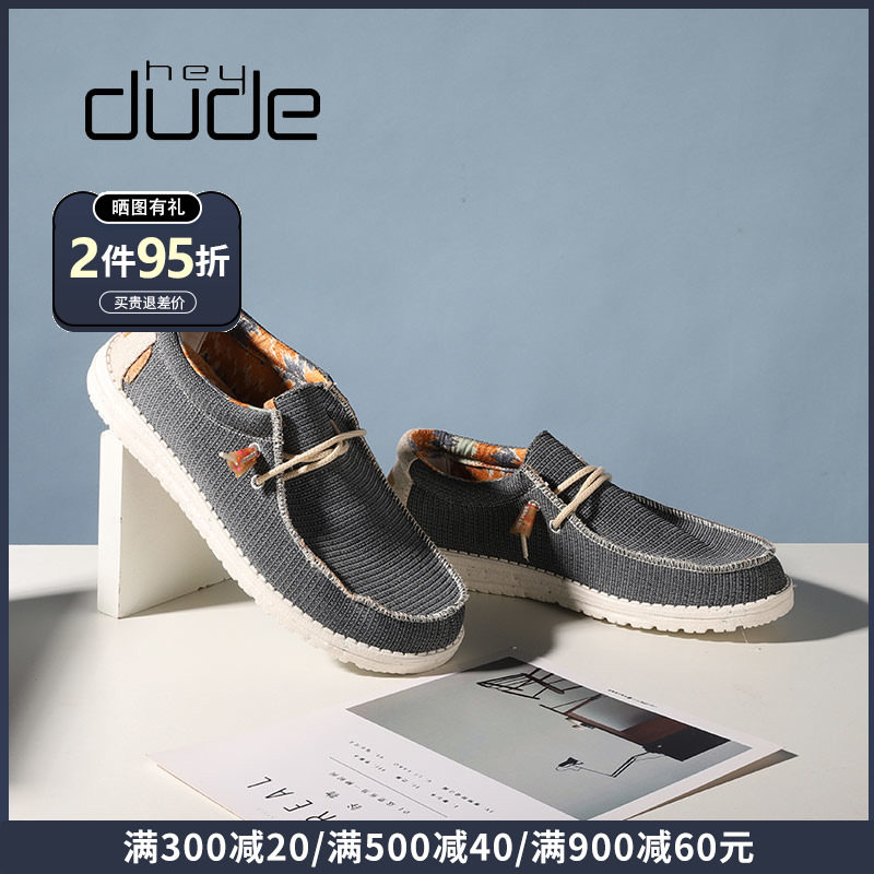hey dude男士时尚休闲帆布鞋透气潮流百搭款都德一脚蹬男鞋软底秋