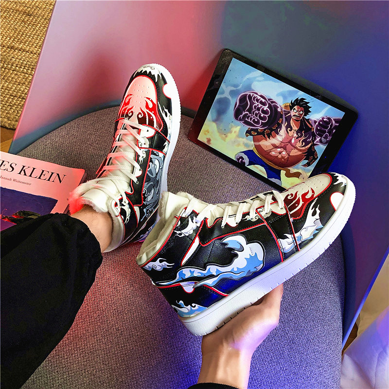 海贼王动漫联名aj空军一号高帮板鞋秋冬季男鞋学生百搭青少年潮鞋