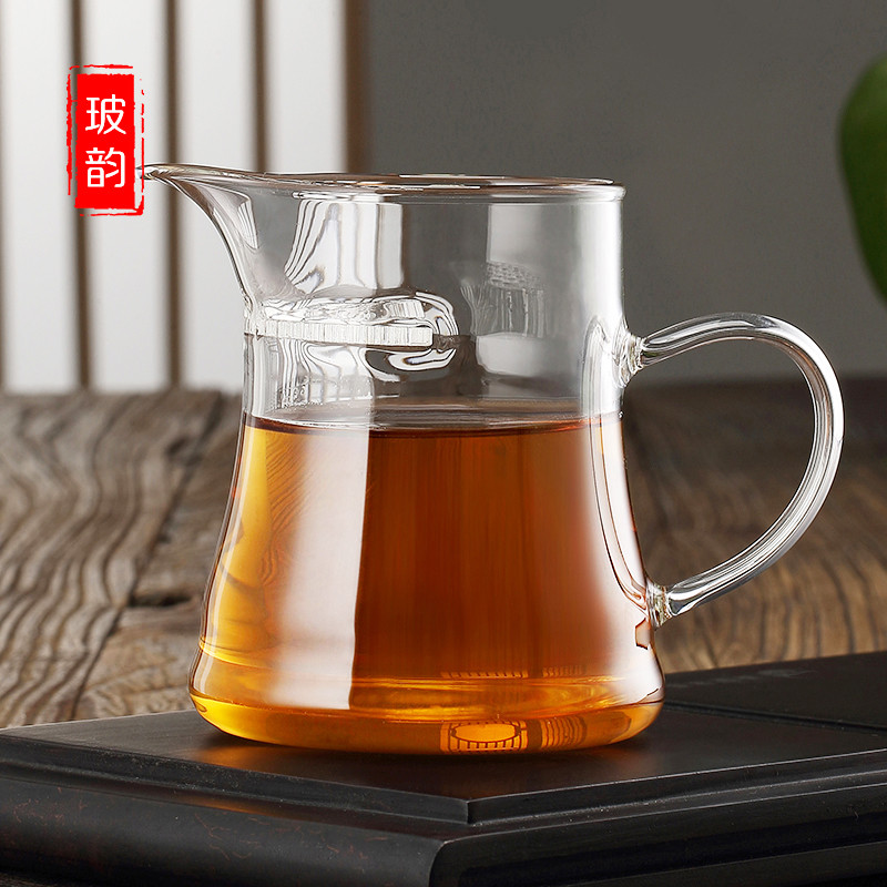 玻韵简易泡茶杯玻璃月牙过滤公道杯茶漏一体分茶器茶水分离杯公杯