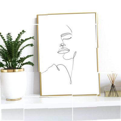 简约现代美女人体艺术装饰画极简黑白线描卧室挂画抽象裸画墙壁.