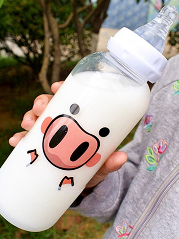 可爱奶瓶大人奶嘴杯玻璃成人奶瓶学生喝水杯子耐热网红潮流送女友