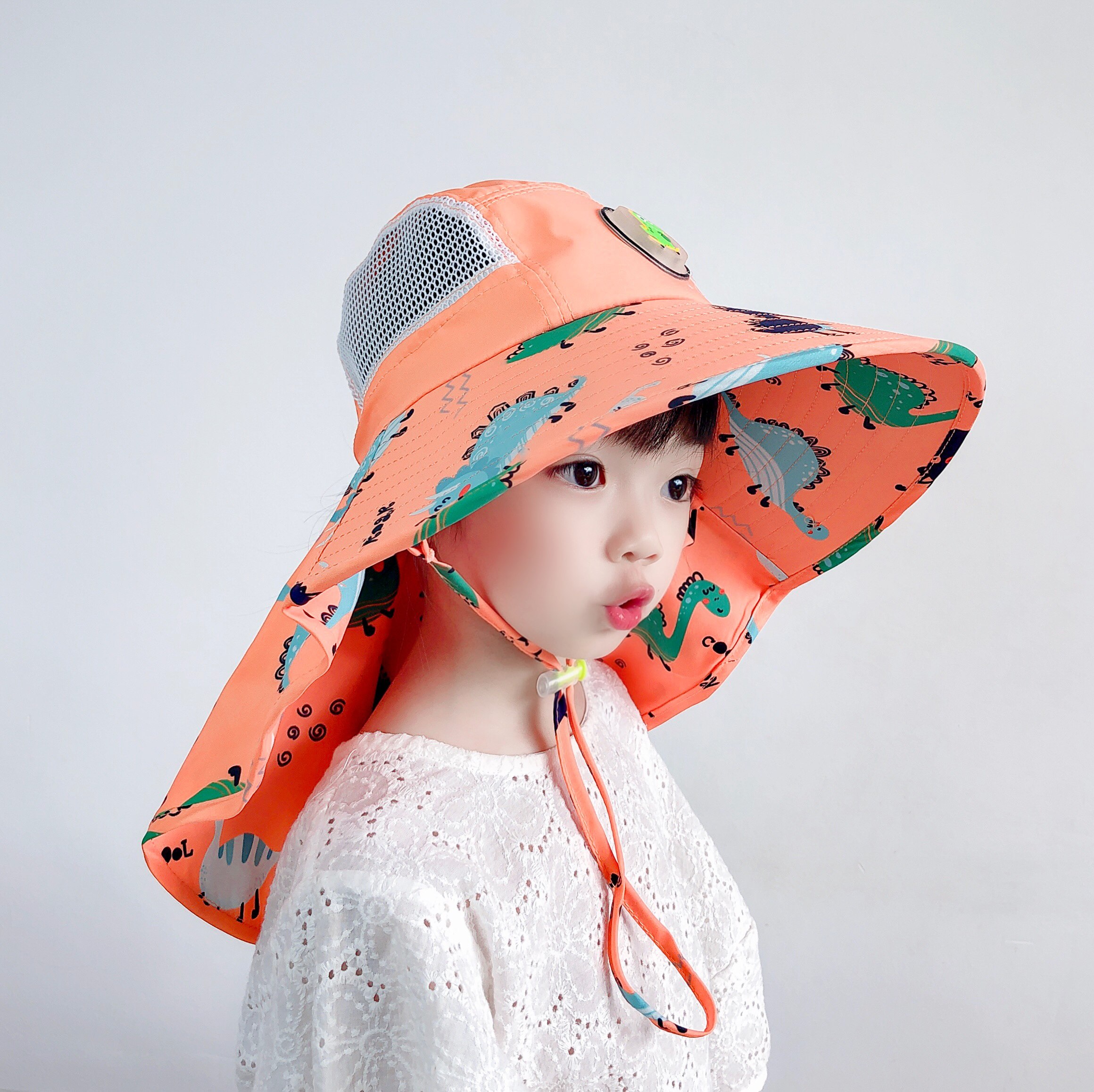 儿童帽子夏季女童大帽檐防晒帽空顶太阳帽沙滩遮阳防紫外线凉帽