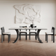 法式岩板餐桌家用小户型2024新款现代简约轻奢复古长方形实木餐桌
