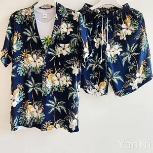 短袖花衬衫海南岛服沙滩服三亚夏威风泰国旅游男情侣休闲宽松套装