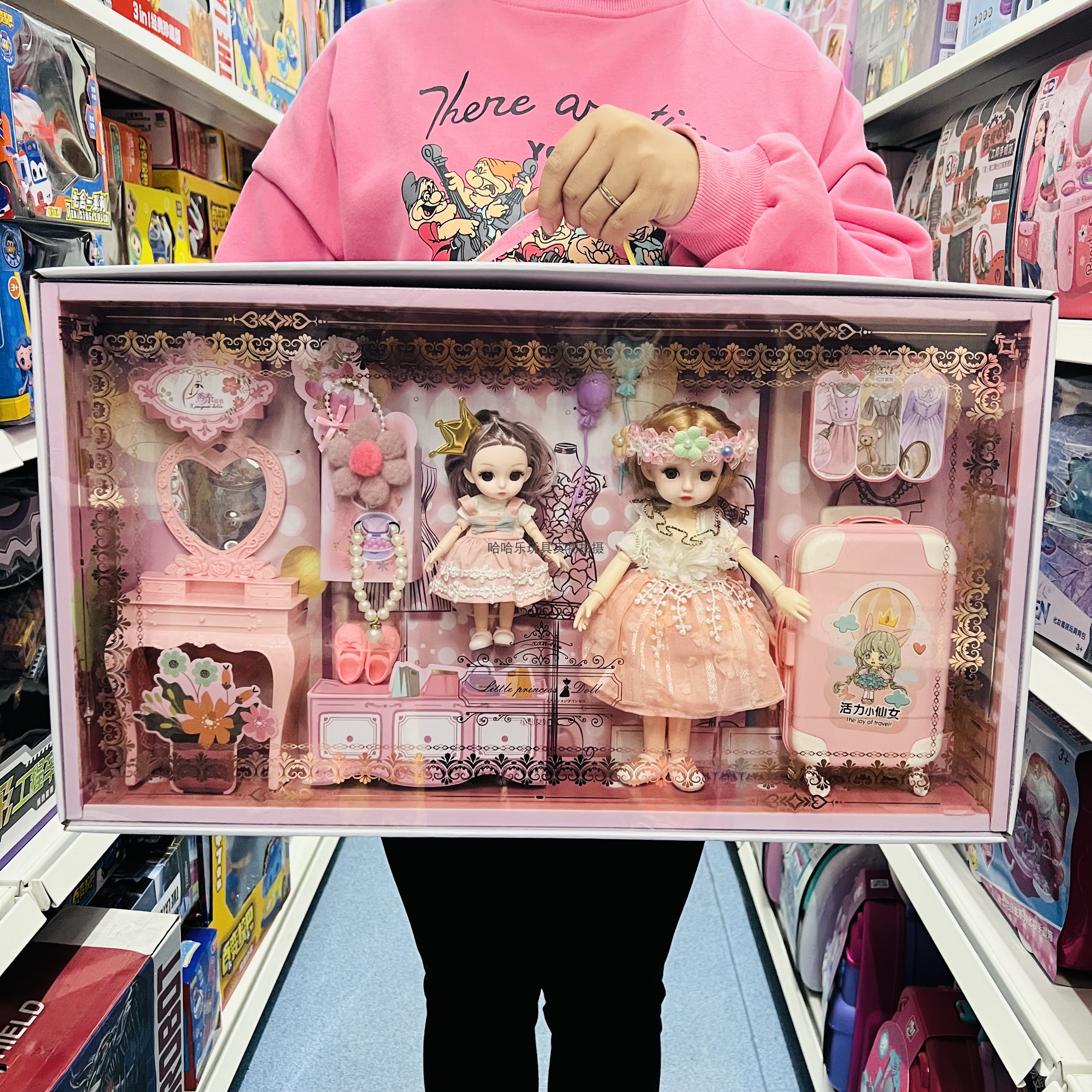 小仙女百变时装秀换装化妆台行李箱公主精致娃娃衣服鞋子女孩玩具