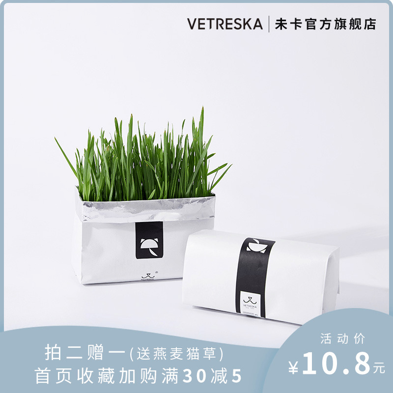 未卡Vetreska 懒人猫草种子无土壤水培套装小麦草锭猫薄荷零食
