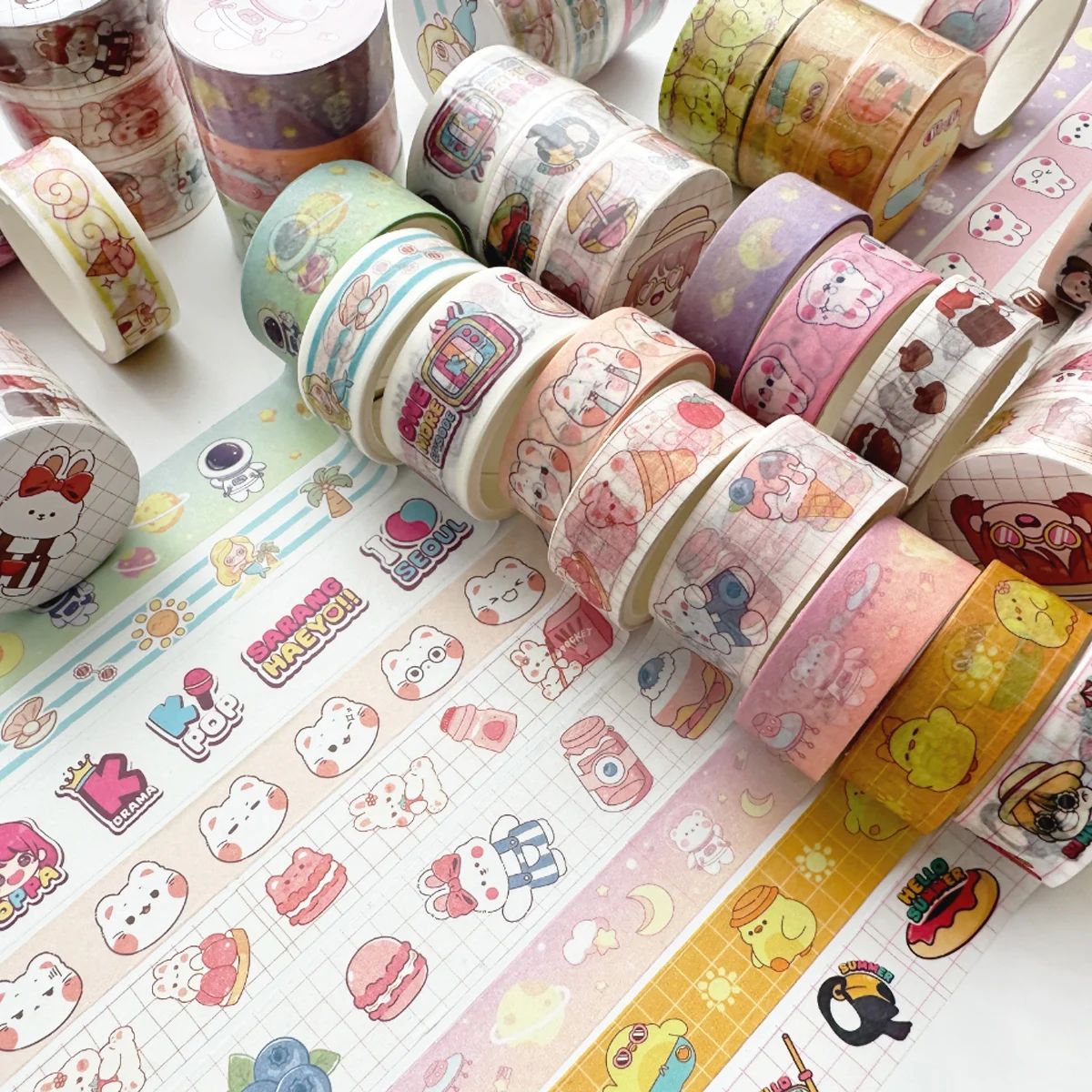 3 pcs/set Kawaii Animals Face Cartoon Washi Tape Set Masking