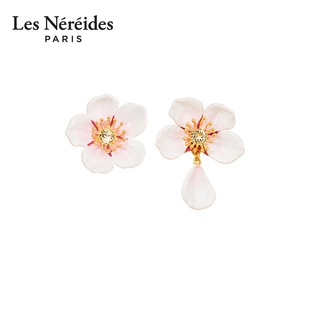 Les NereidesHanami樱花白色樱花吊坠耳环手工ins耳钉耳夹