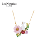 Les Nereides Magic Adventure Collection Little White Rabbit Flower Gemstone Adjustable Necklace