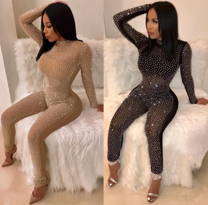 2018 hot drilling long sleeve mesh goggles jumpsuit|msdalam kategori Butik wanita / wanita, skirt - dari Buy2taobao.com untuk memberikan perkhidmatan ejen Taobao profesional membeli