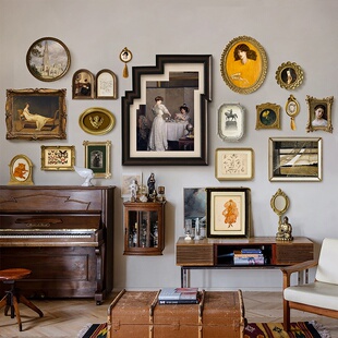 欧式复古装饰画组合客厅卧室餐厅挂画美式小众艺术背景壁画