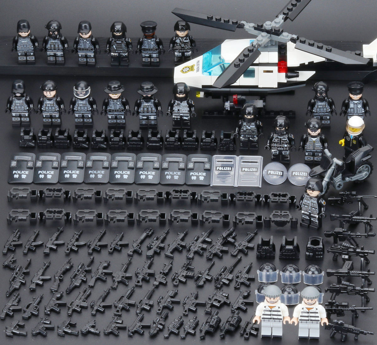 乐高军事小人仔moc特种兵防爆特警人偶第三方益智拼装玩具摩托车