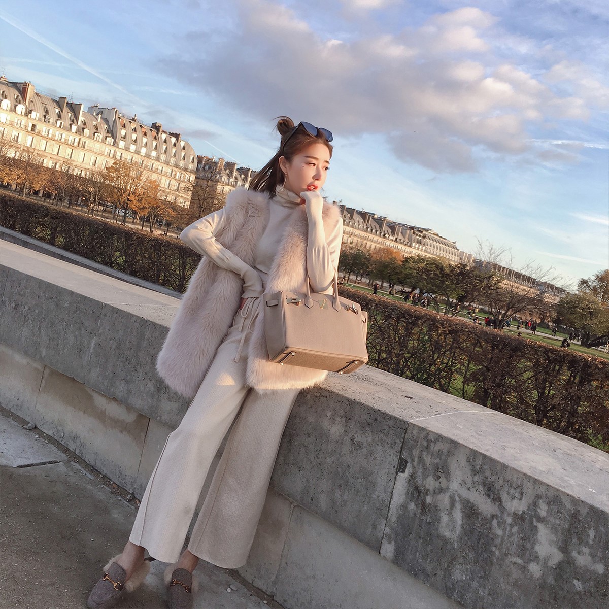 byyou 2020秋季新款米白色打底衫女修身高领针织衫女兔绒内搭毛衣 - d