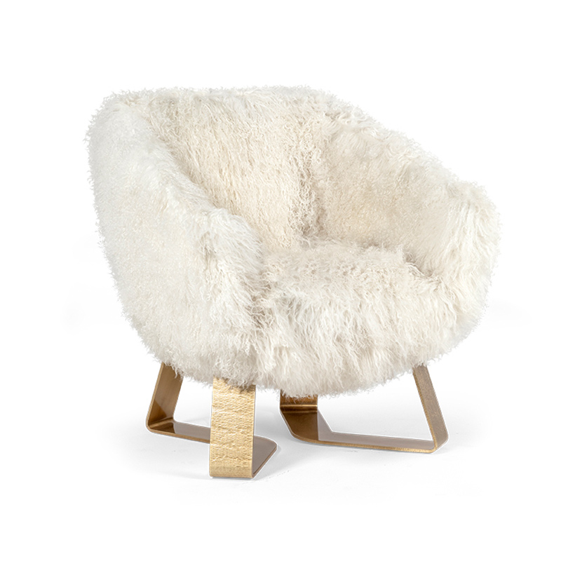 意式轻奢CORNELIO羊羔绒单人椅卧室扶手沙发椅设计师艺术休闲椅