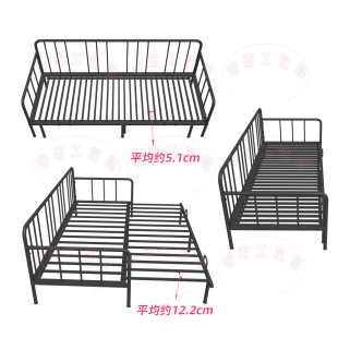 推拉式铁艺两用沙发床架  伸缩拉出双人床 避开墙角踢脚线