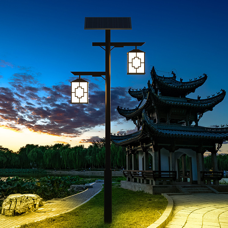 户外仿古中式太阳能庭院灯 led公园小区园林灯单头双头景观路灯