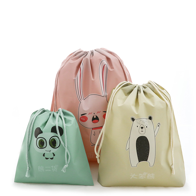 萌伙伴日系卡通衣物收纳袋防水整理袋旅行出差抽绳衣服袋子束口袋