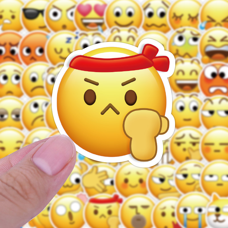 60张微信emoji表情包贴纸黄豆流汗创意水杯笔记本手机保护壳装饰