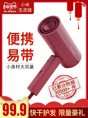 Reepro电吹风机水负离子护发家用大功率静音热风筒折叠便携
