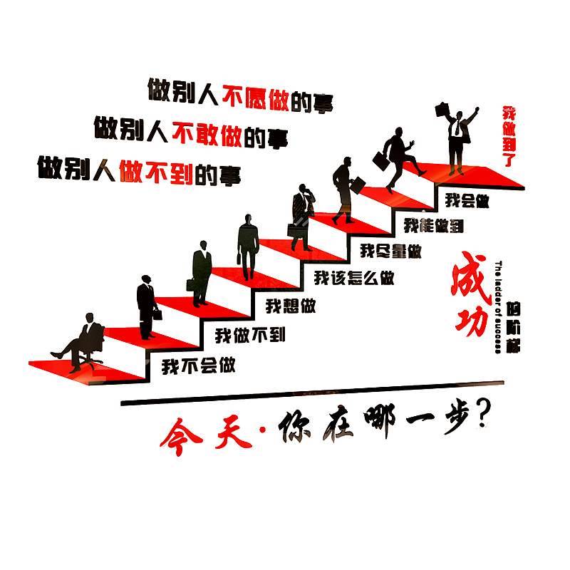 励志标语墙贴3d立体亚克力公司单位企业文化墙贴纸激励文字办公室