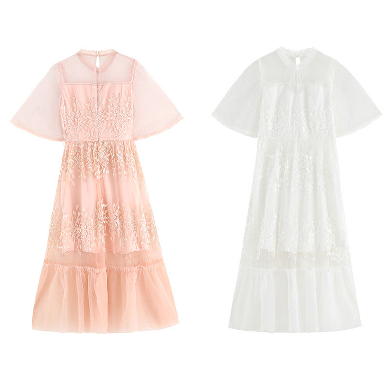 houri海蕾琳夏款连衣裙网纱刺绣气质中长裙名媛风lq05cy9h427