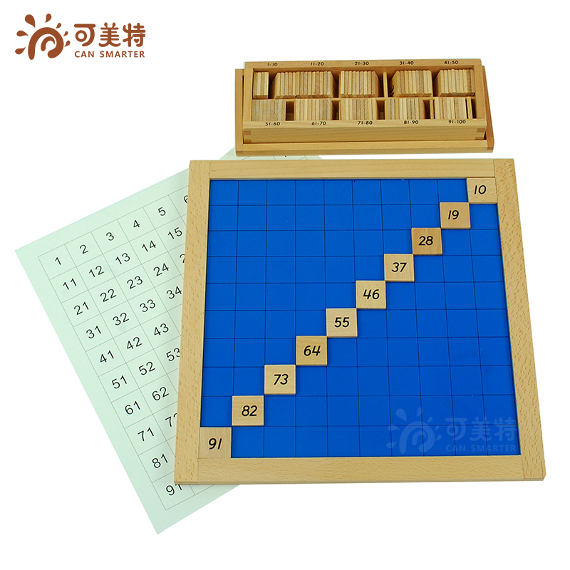 可美特蒙氏数学教具百数板蒙台蒙特梭利1-100连续数板一百板早教