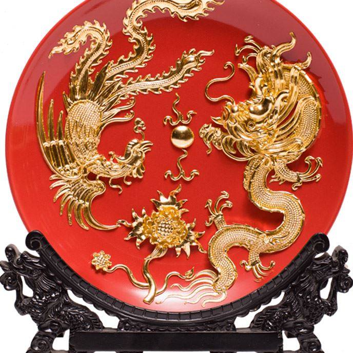 龙凤呈祥漆线雕客厅摆件实用中式结婚礼物送朋友闺蜜高档新婚礼品