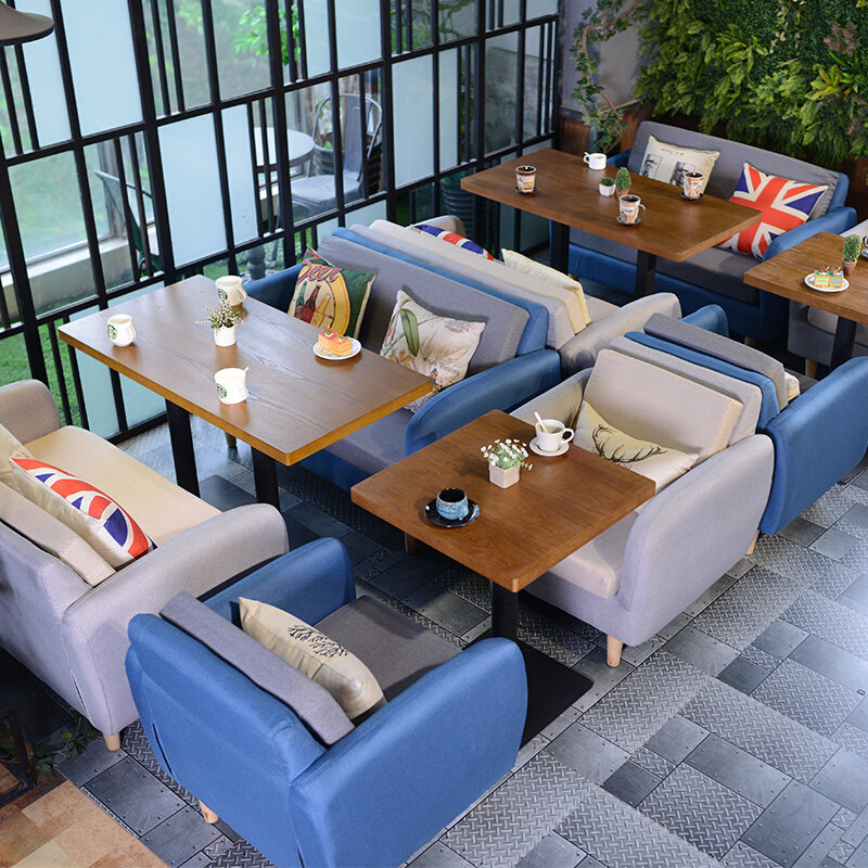 咖啡厅沙发西餐厅休闲吧甜品奶茶店休息区酒吧卡座沙发桌椅组合