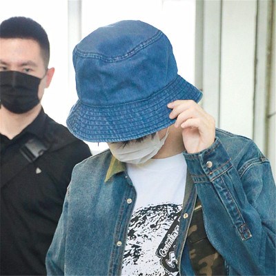 王俊凯同款帽子男女韩版水洗做旧牛仔渔夫帽日系休闲复古盆帽百搭