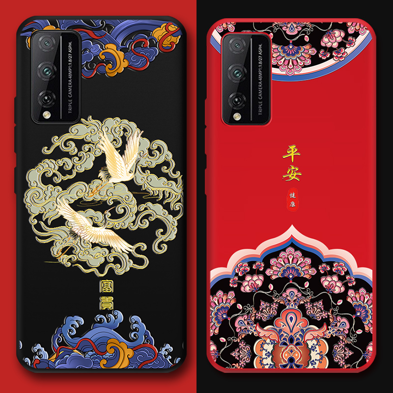 圣州天乐 华为荣耀play4Tpro手机壳摄像头全包荣耀30Pro浮雕中国风新年play4T软壳古风潮男女保护套红色防摔